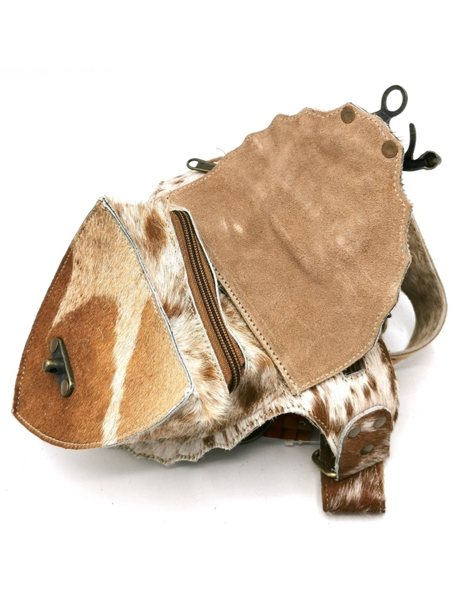 Trukado Leather Festival bags, waist bags and belt bags - Cowhide waist bag with hook and Turquoise stone Ibiza Style