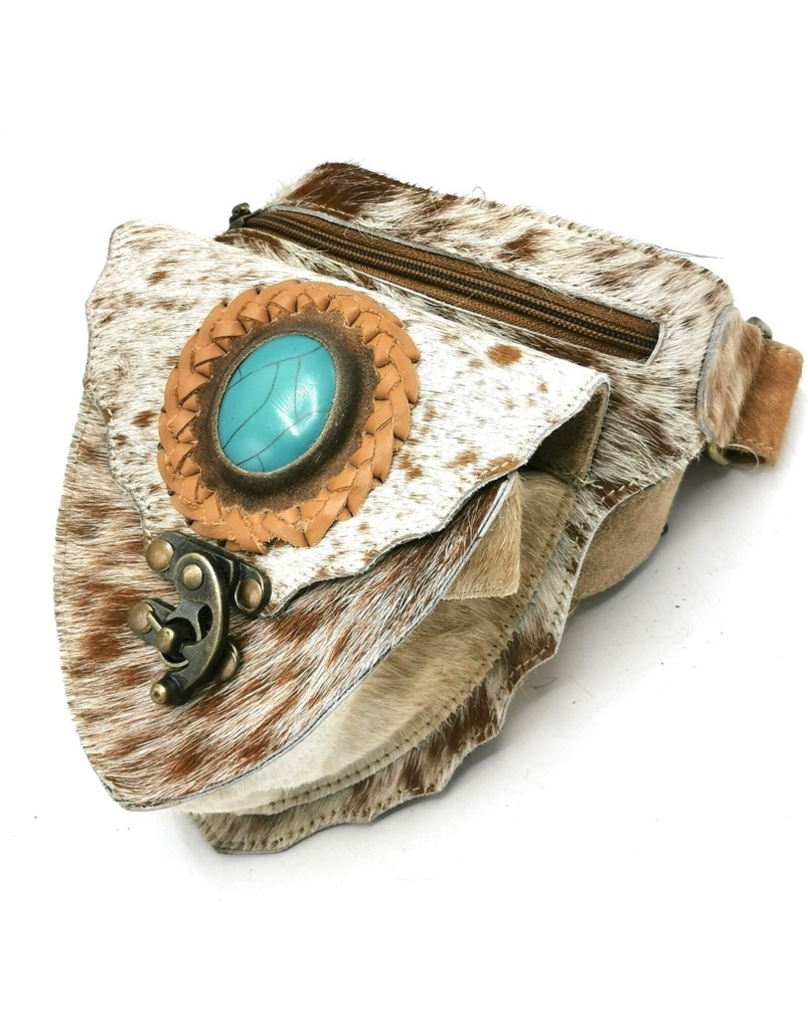 Trukado Leather Festival bags, waist bags and belt bags - Cowhide waist bag with turquoise stone and hook