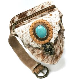 Trukado Cowhide waist bag with turquoise stone and hook