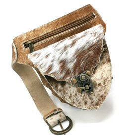 Trukado Cowhide Waist bag with Vintage Hook brown/grey/white