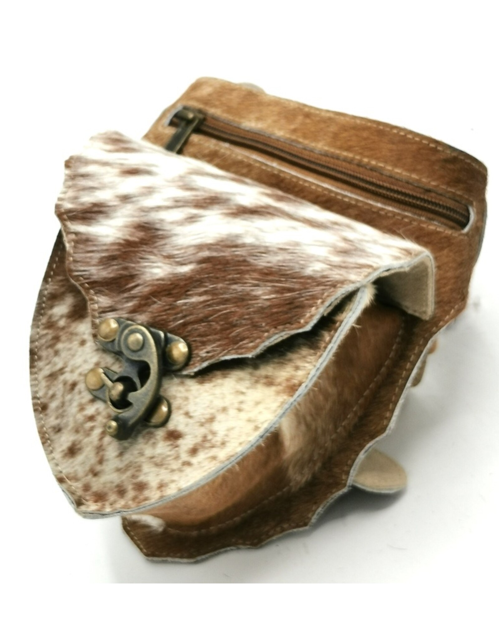 Trukado Leather Festival bags, waist bags and belt bags - Cowhide Waist bag with Vintage Hook brown/grey/white