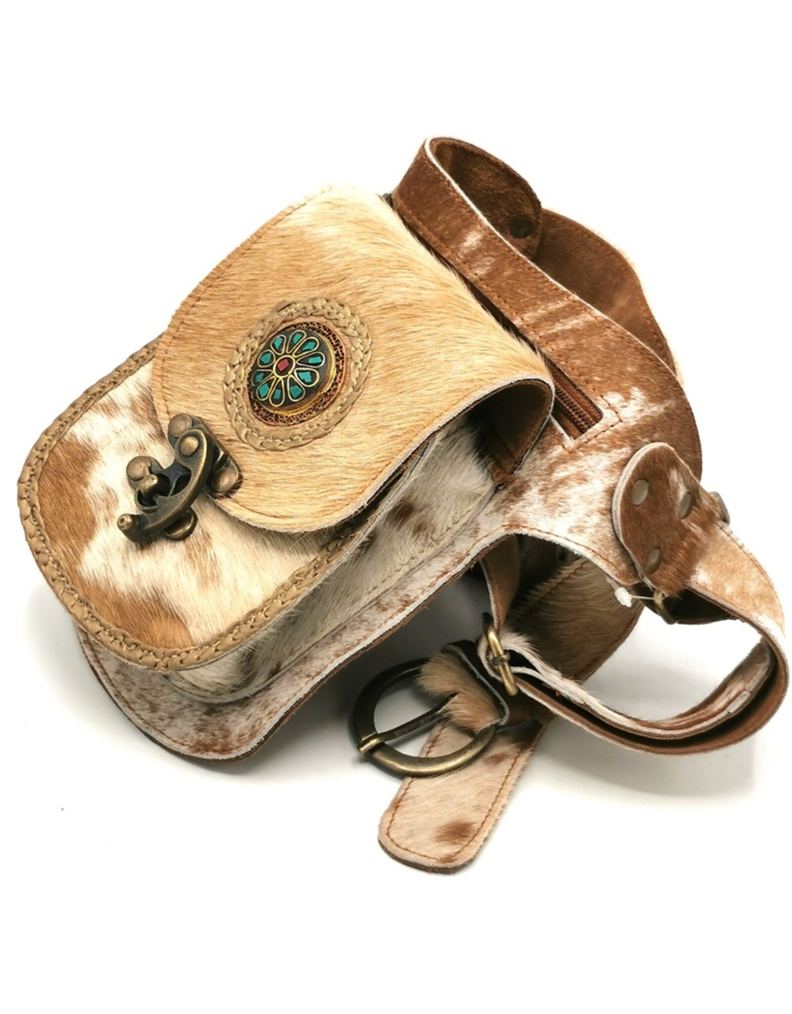 Trukado Leather Festival bags, waist bags and belt bags -Cowhide Waist Bag with Vintage Hook - Festival Bag Cowhide