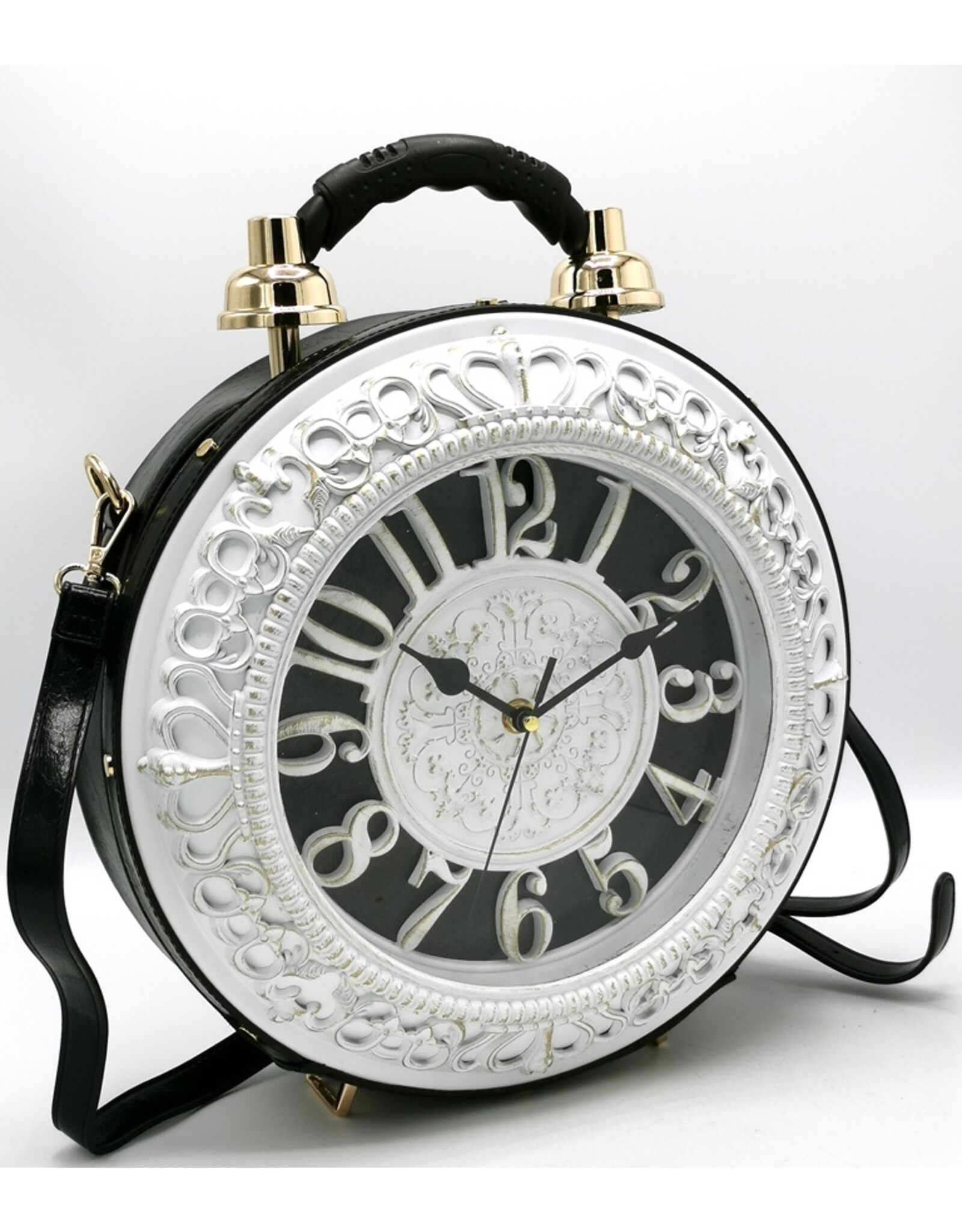 Magic Bags Fantasy bags - Clock bag with Working Clock White/Black (large)