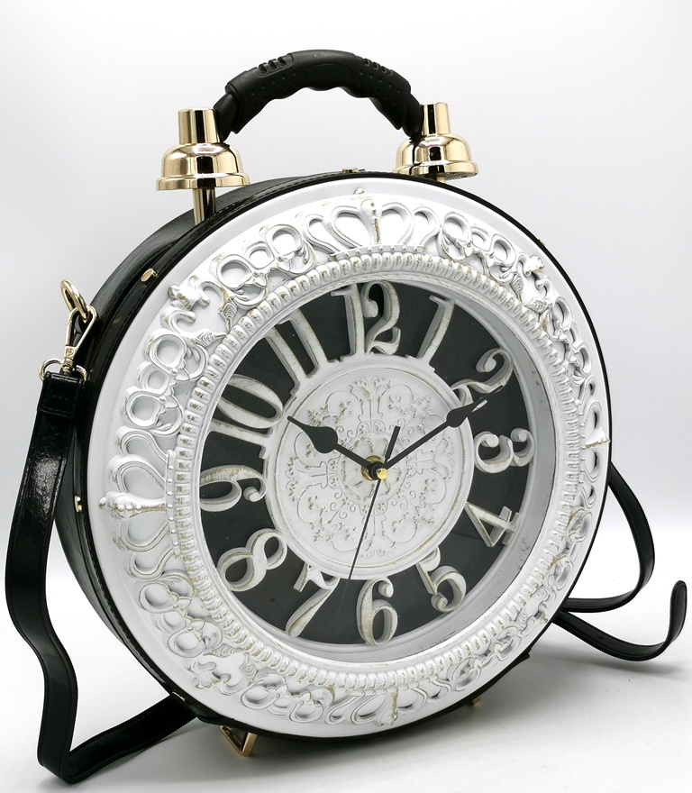 Clock bag with Working Clock White/Black (large) | Boutique Trukado ...