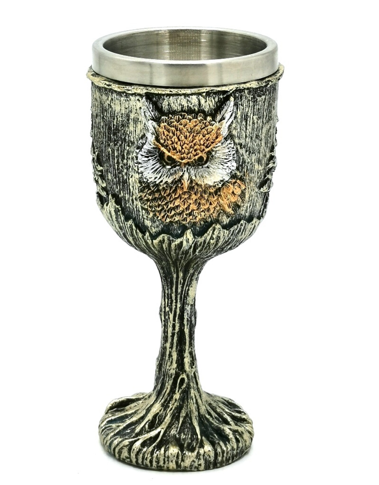 VG Tankards and goblets - Goblet Owl silver-bronze colored