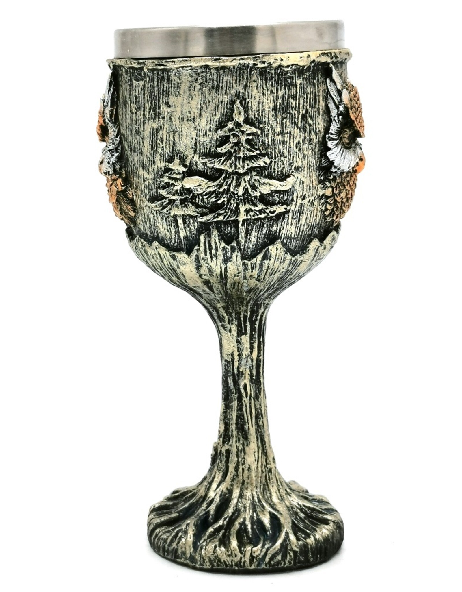 VG Tankards and goblets - Goblet Owl silver-bronze colored