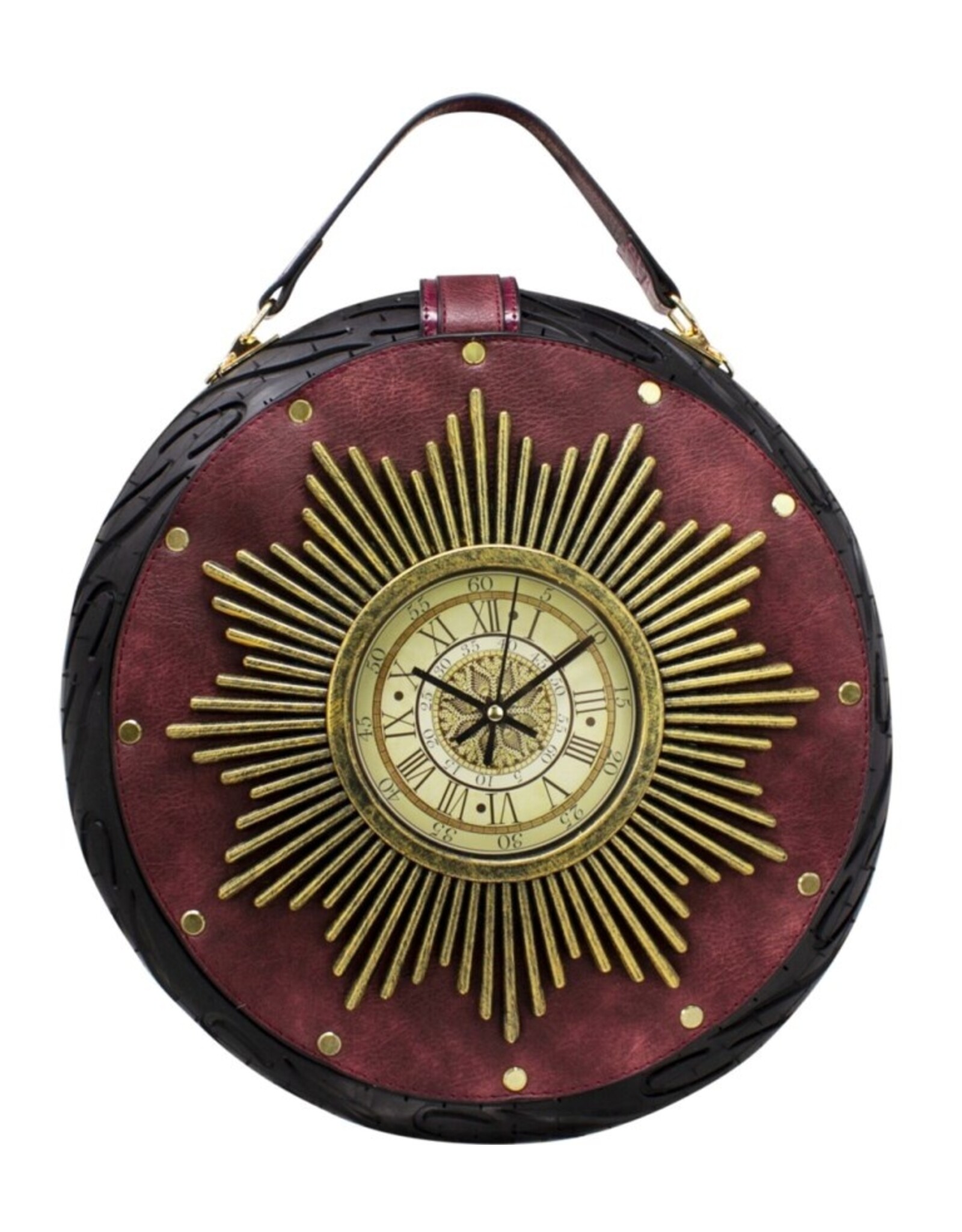 Magic Bags Fantasy bags - Clock bag with Working Clock Raceband Bordeaux (large)