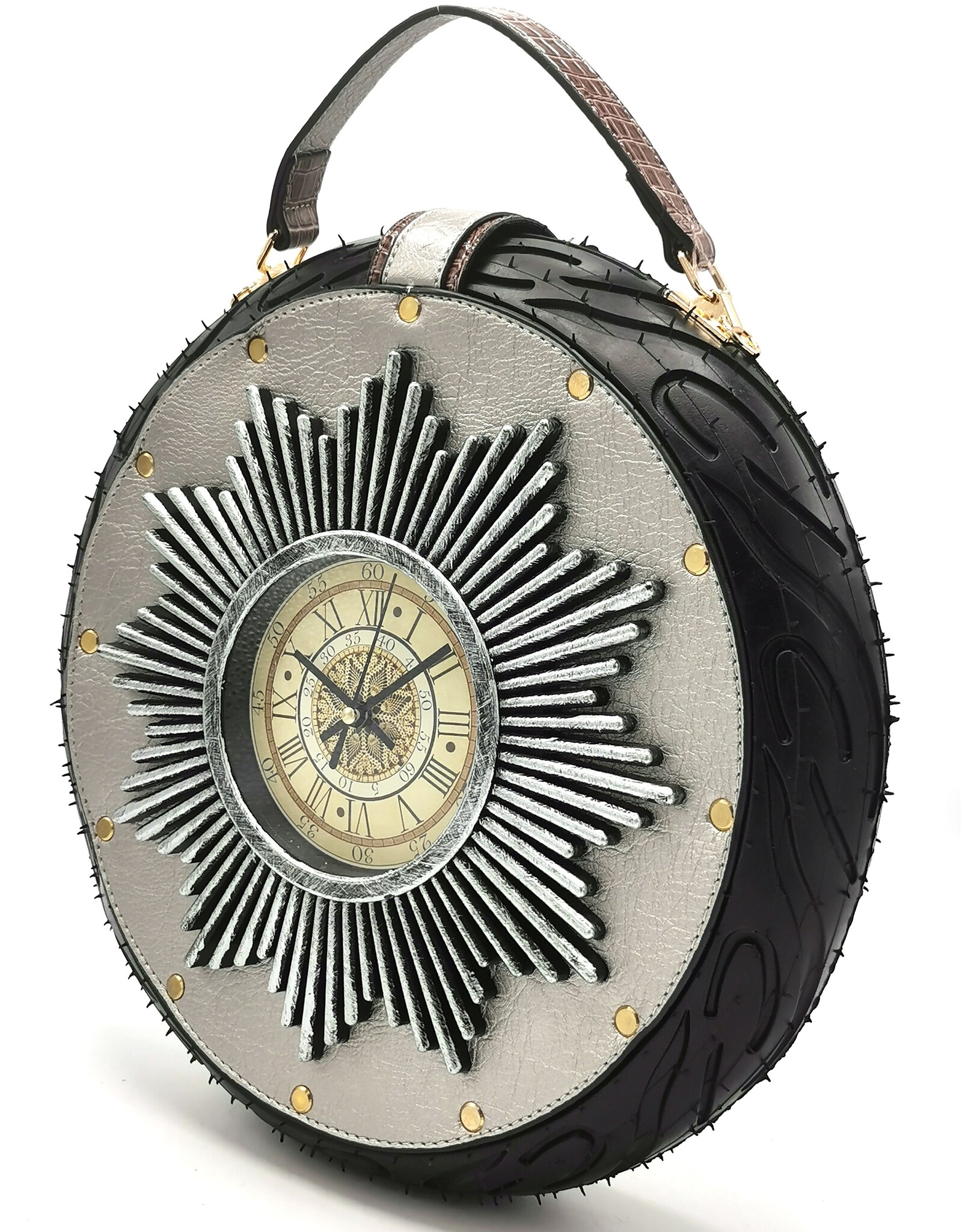 Magic Bags Fantasy bags - Clock bag with Working Clock Raceband Silver (large)