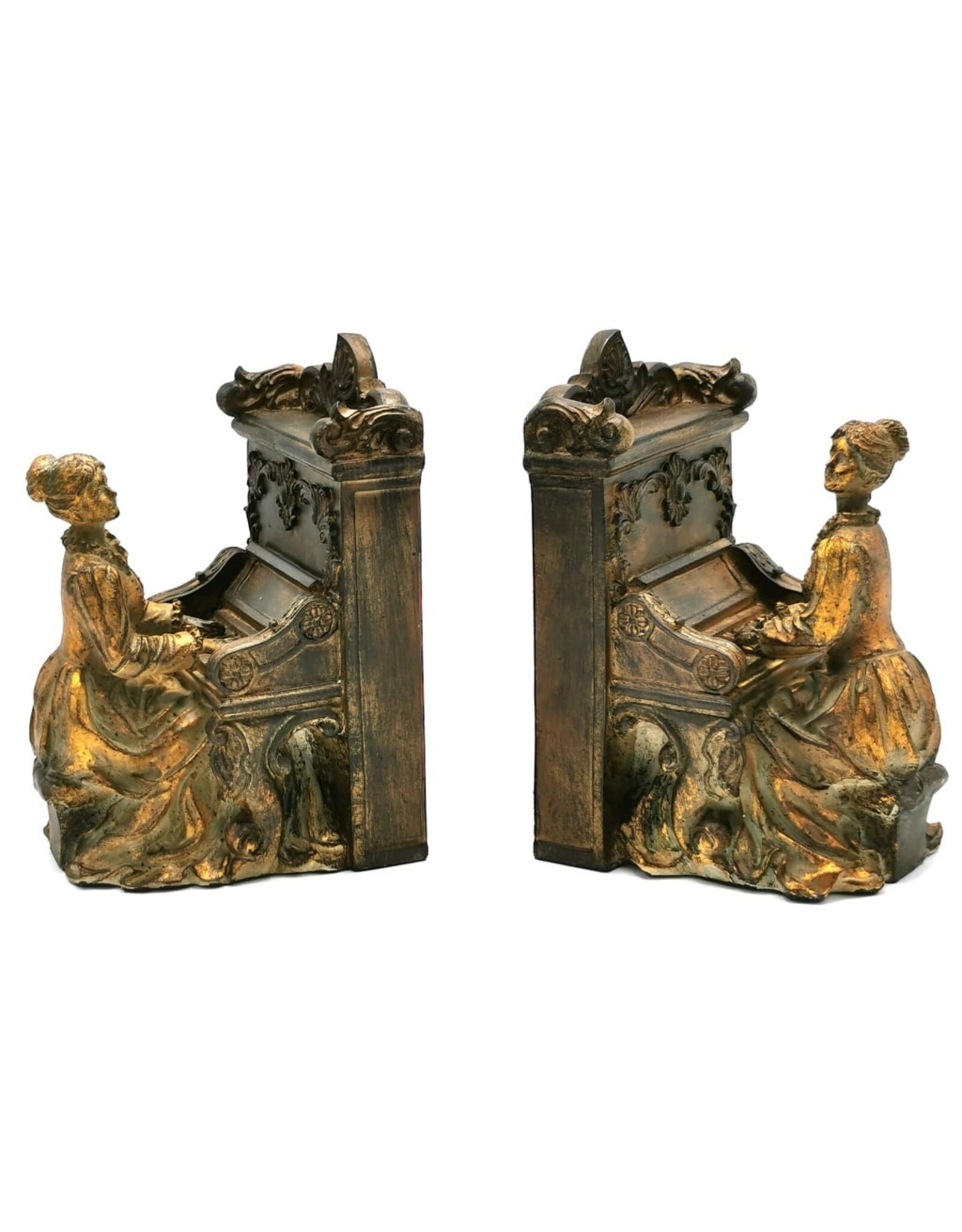Dutch Style Giftware & Lifestyle - Bookends set Lady behind piano Baroque style