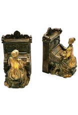 Dutch Style Giftware & Lifestyle - Bookends set Lady behind piano Baroque style