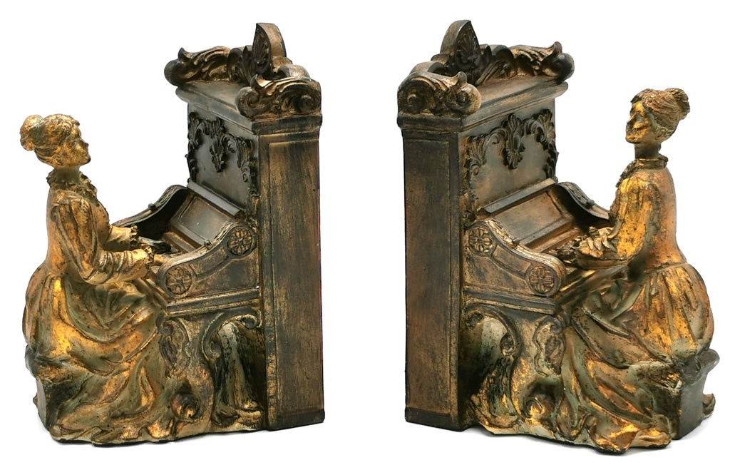 Boekensteunen set Dame achter piano Barok stijl | Boutique Trukado