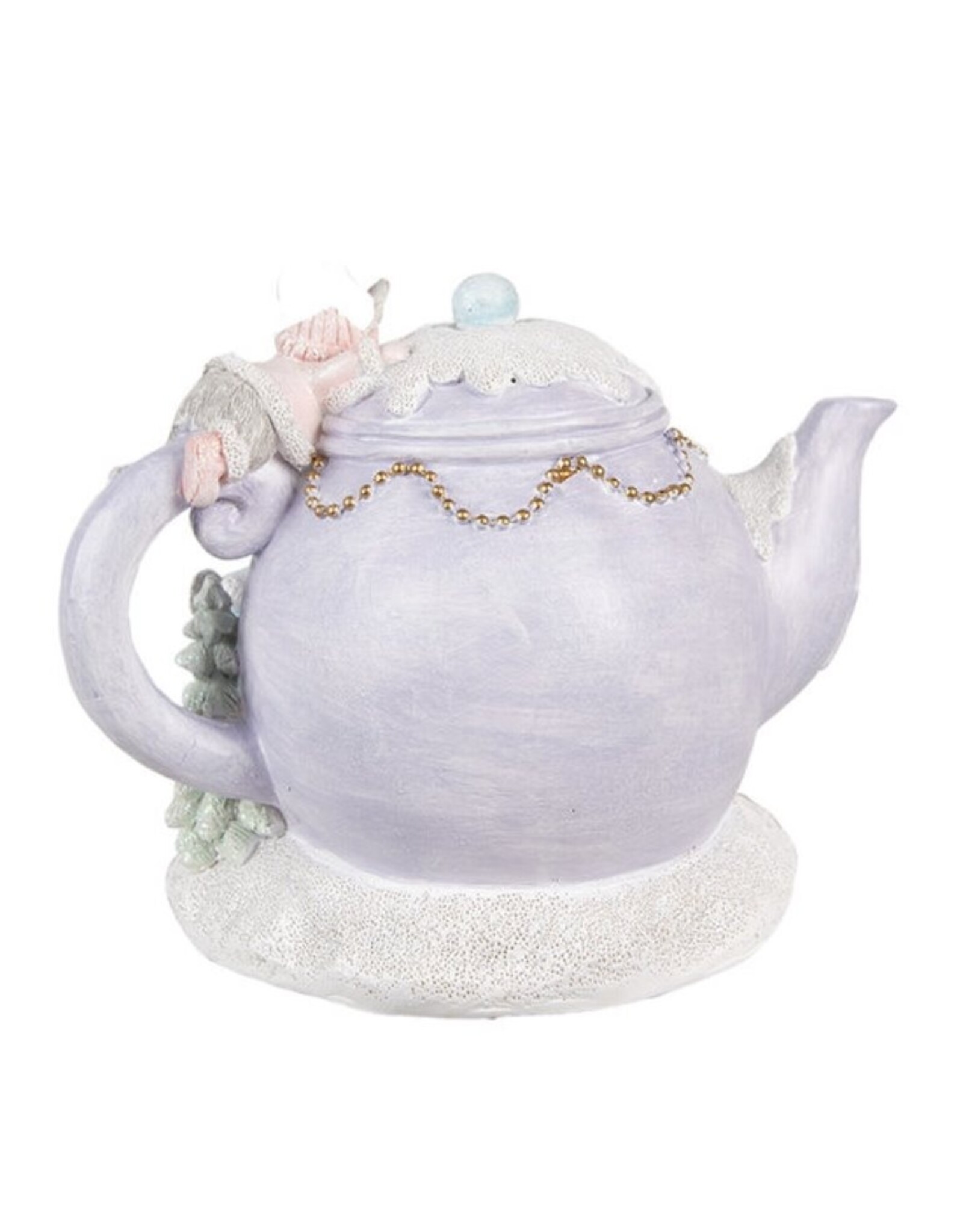 C&E Giftware Figurines Collectables - Figurine Teapot with Mice LED Christmas decoration