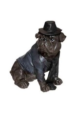 Giftware Figurines Collectables - Bulldog with hat, tie and jacket statue 44.5cm