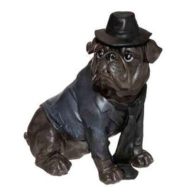 Bulldog with hat tie, and jacket  44.5cm