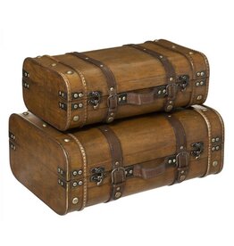 Steampunk Wooden Suitcase Set of 2
