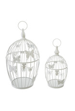 Trukado Miscellaneous - Decoratieve Vogelkooien set met vlinders wit