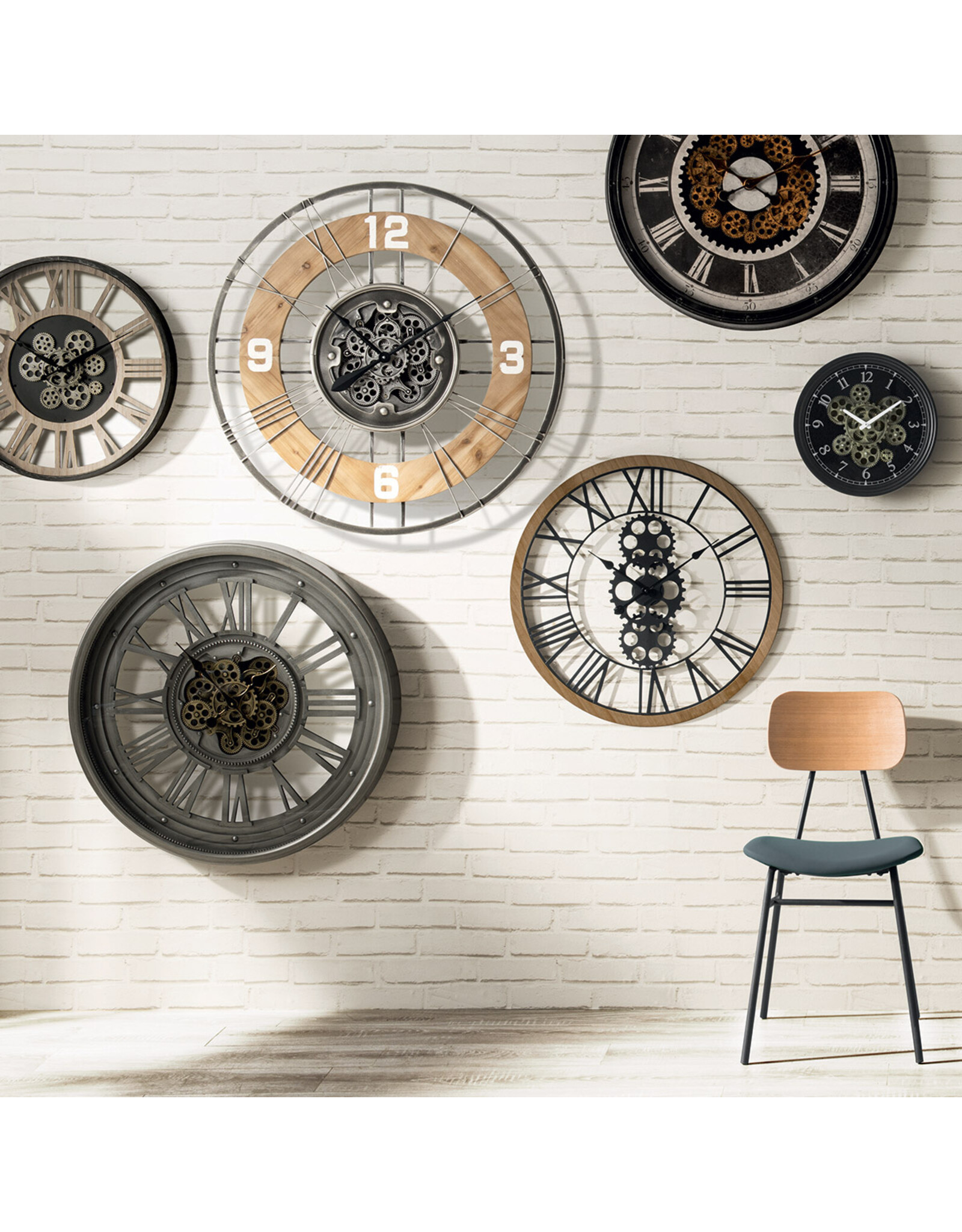 Trukado Miscellaneous - Wall clock Roman numerals and moving gears 80cm