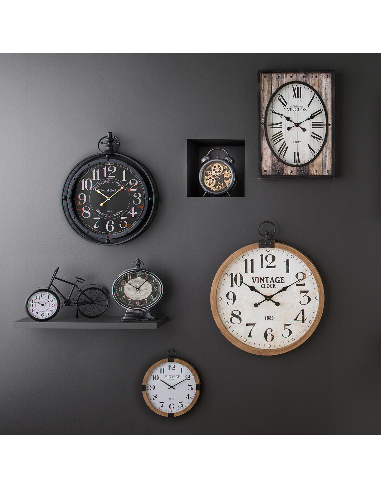 Trukado Miscellaneous - Table Clock with Moving Gears black 26 x 33cm