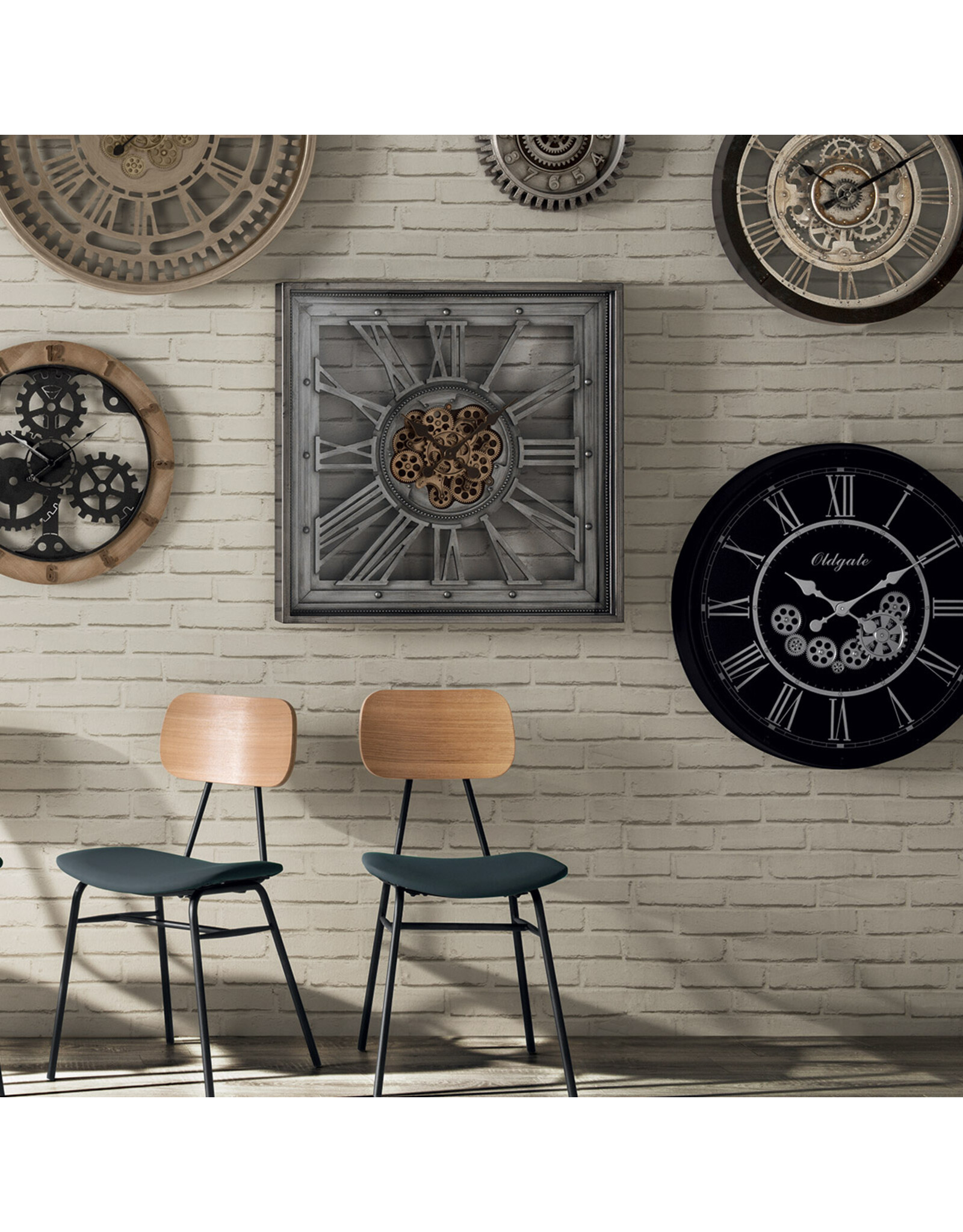 Trukado Miscellaneous - Wall clock with visible and moving cogs 80cm
