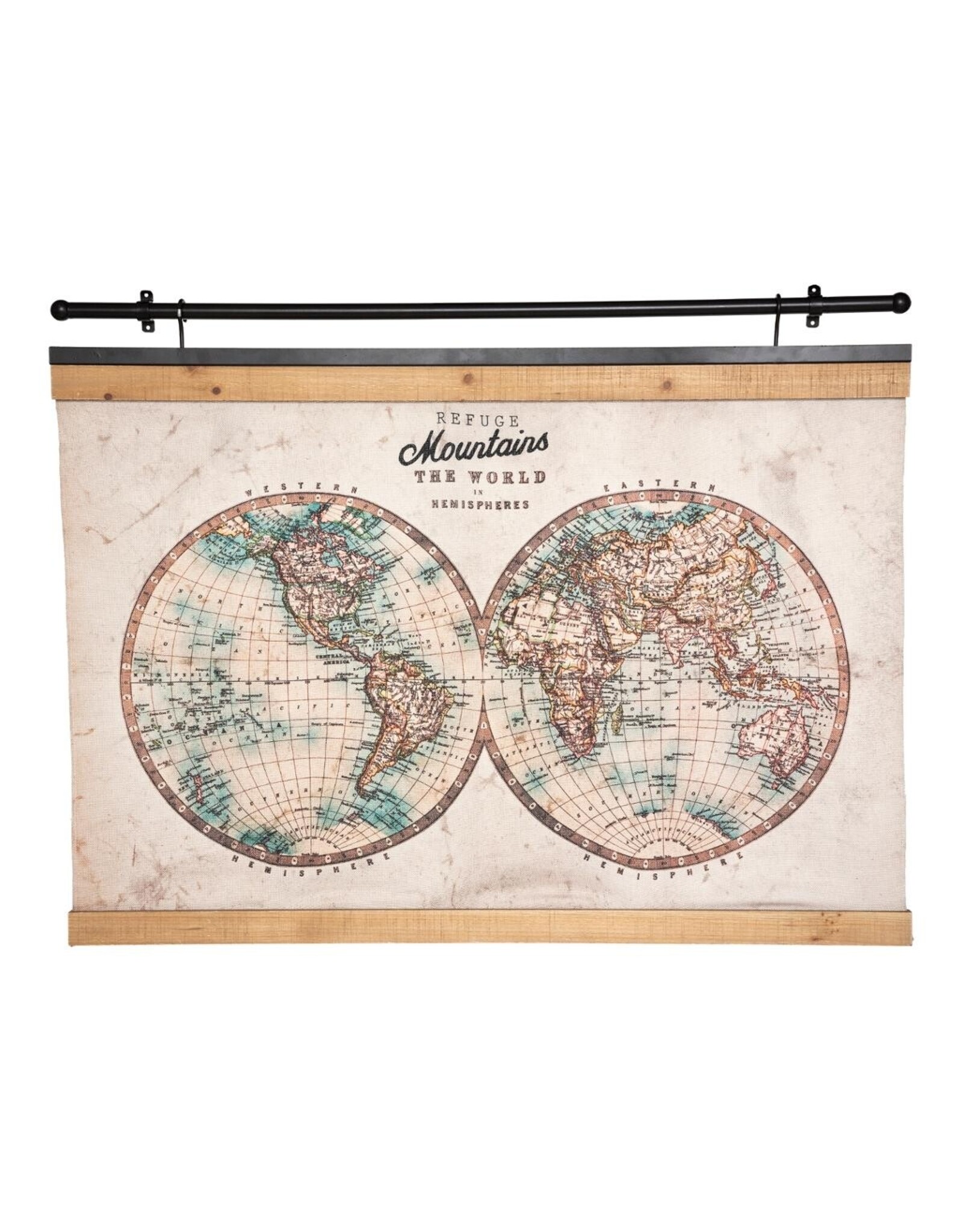 Miscellaneous - Wall decoration Hanging canvas World map 100cm x 78cm