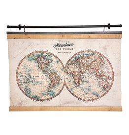 Wanddecoratie Ophang canvas  Wereldkaart 100cm x 78cm