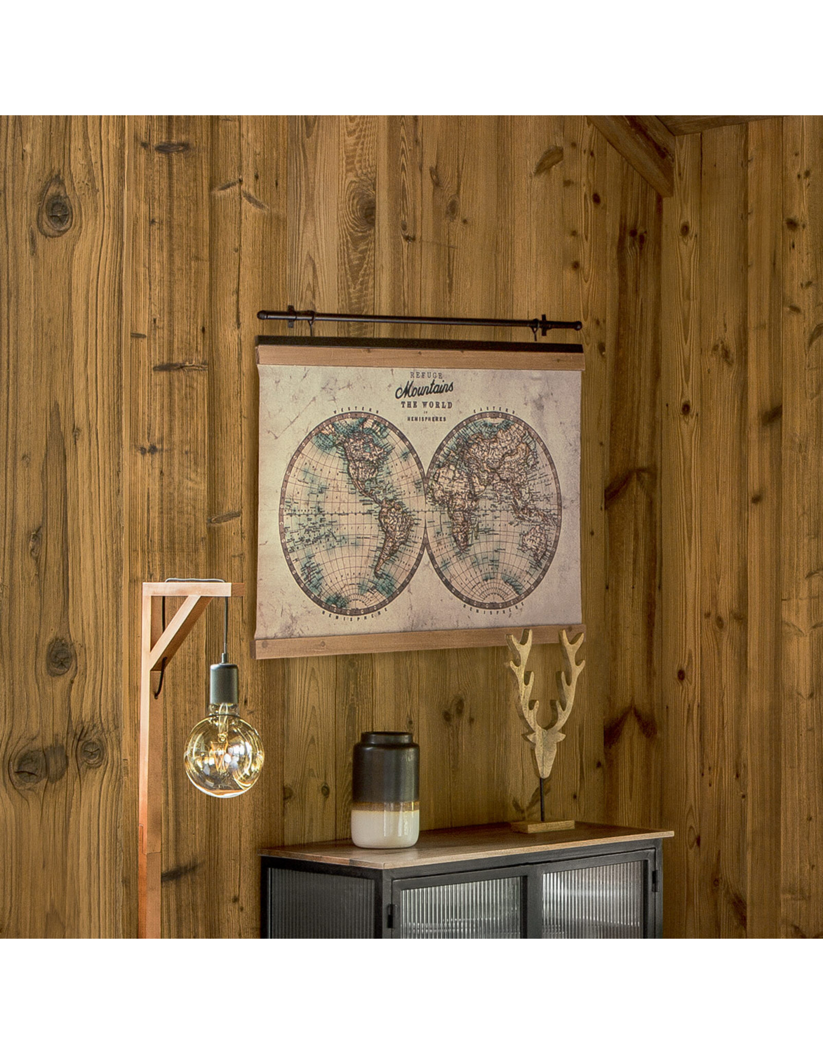 Miscellaneous - Wall decoration Hanging canvas World map 100cm x 78cm