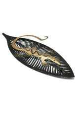 Trukado Miscellaneous - Lizard on Leaf Wall Decoration 33cm x 12cm Grey Metal