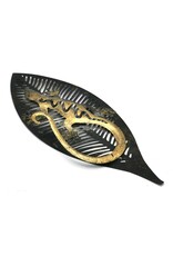 Trukado Miscellaneous - Lizard on Leaf Wall Decoration 33cm x 12cm Grey Metal