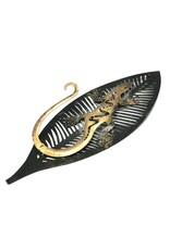 Trukado Miscellaneous - Lizard on Leaf Wall Decoration 33cm x 12cm Grey Metal