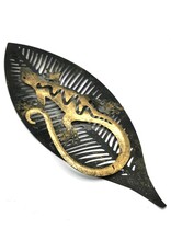 Trukado Miscellaneous - Lizard on Leaf Wall Decoration 33cm x 12cm Grey Metal