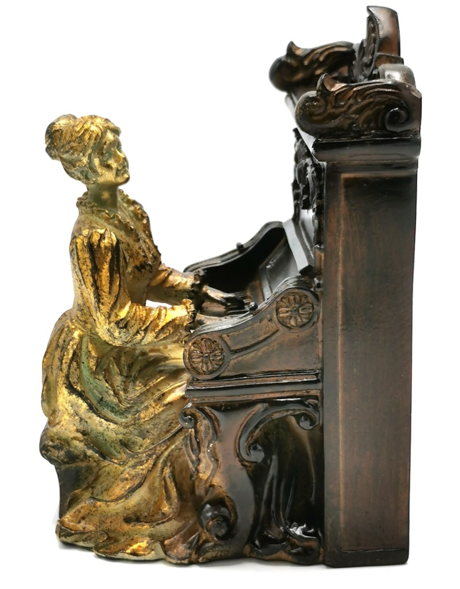 Dutch Style Giftware & Lifestyle - Figurine/Bookend Lady behind piano Baroque style