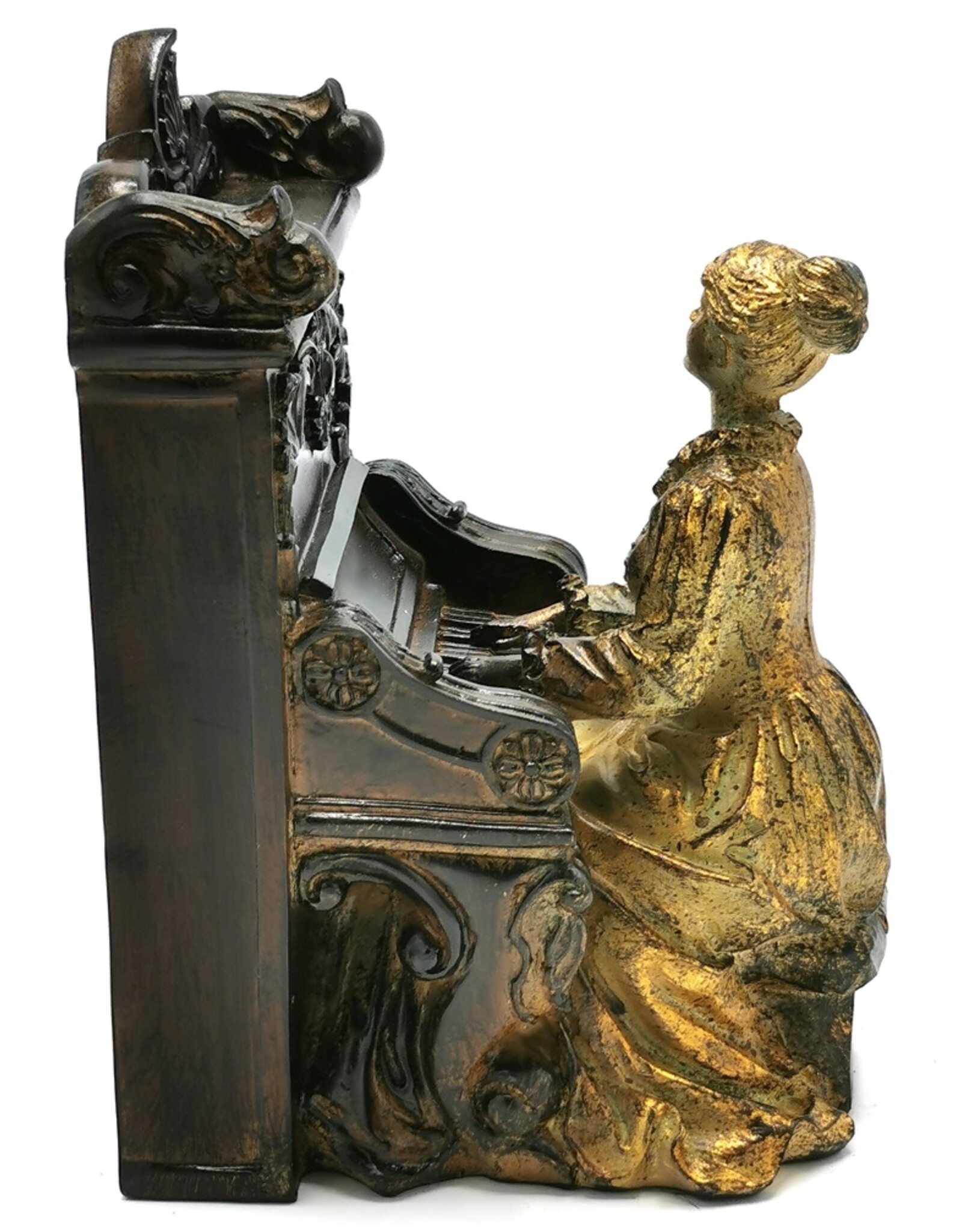 Dutch Style Giftware & Lifestyle - Figurine/Bookend Lady behind piano Baroque style