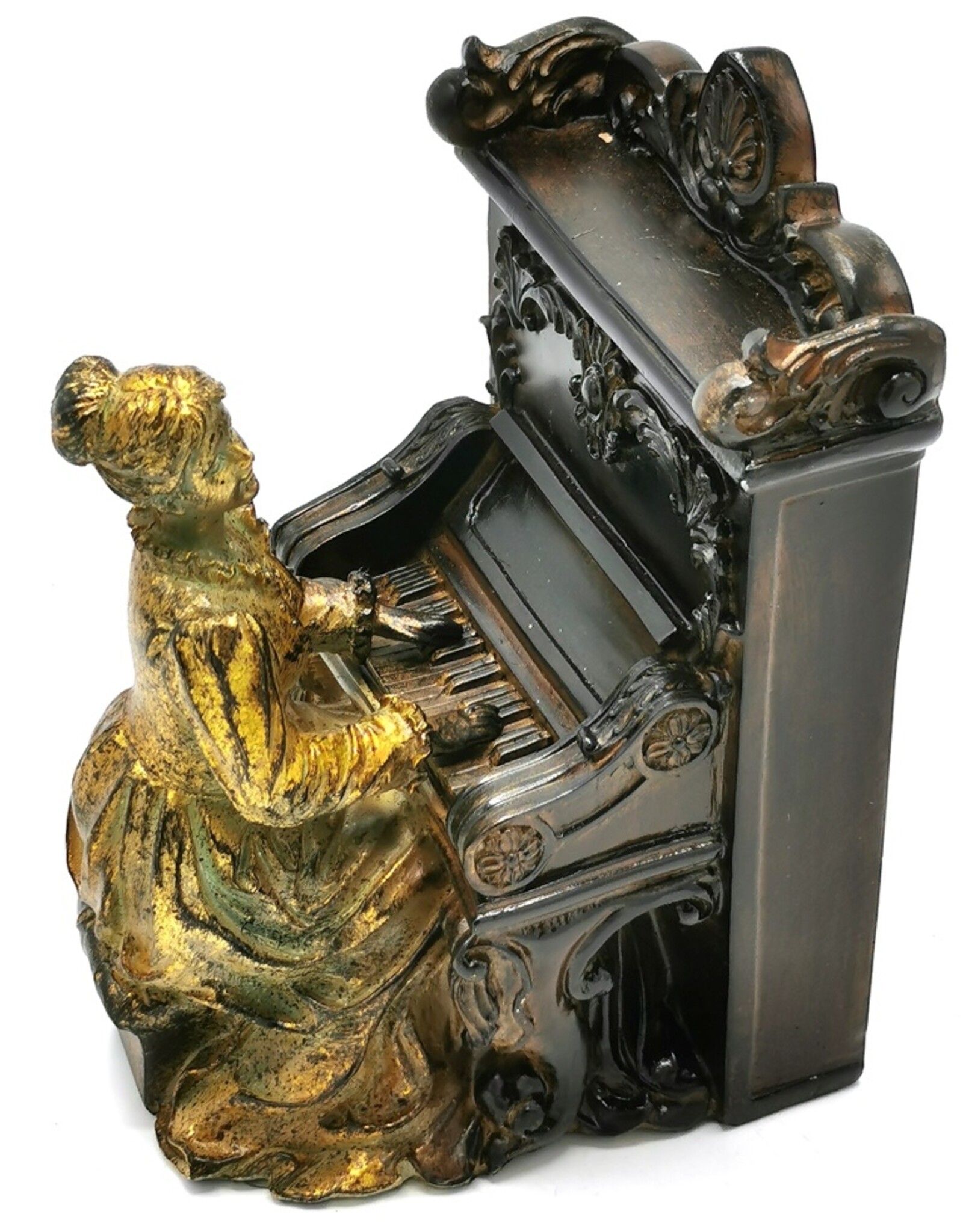 Dutch Style Giftware & Lifestyle - Figurine/Bookend Lady behind piano Baroque style