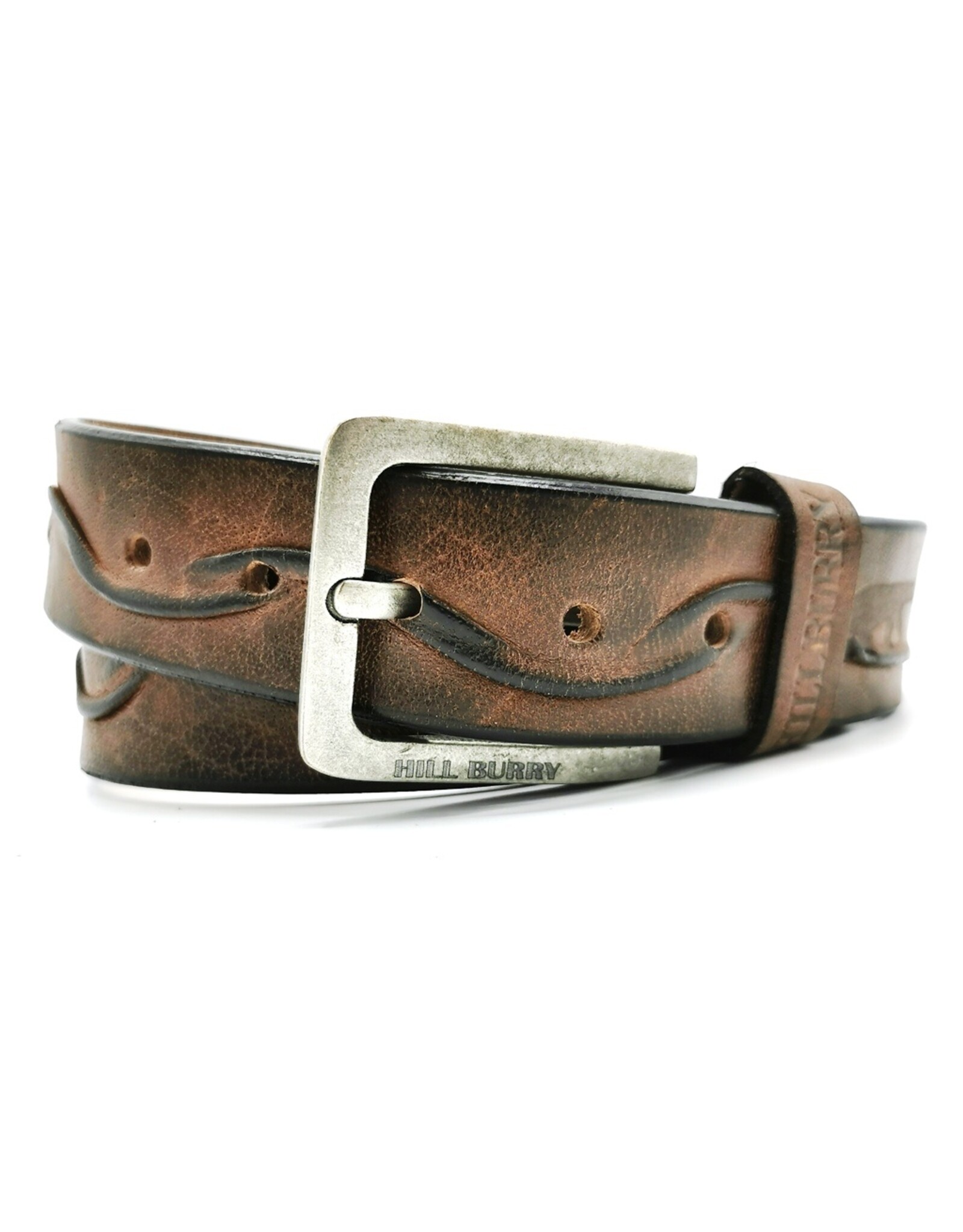 HillBurry Leren riemen - HillBurry Leren riem  "Waves", massief leer