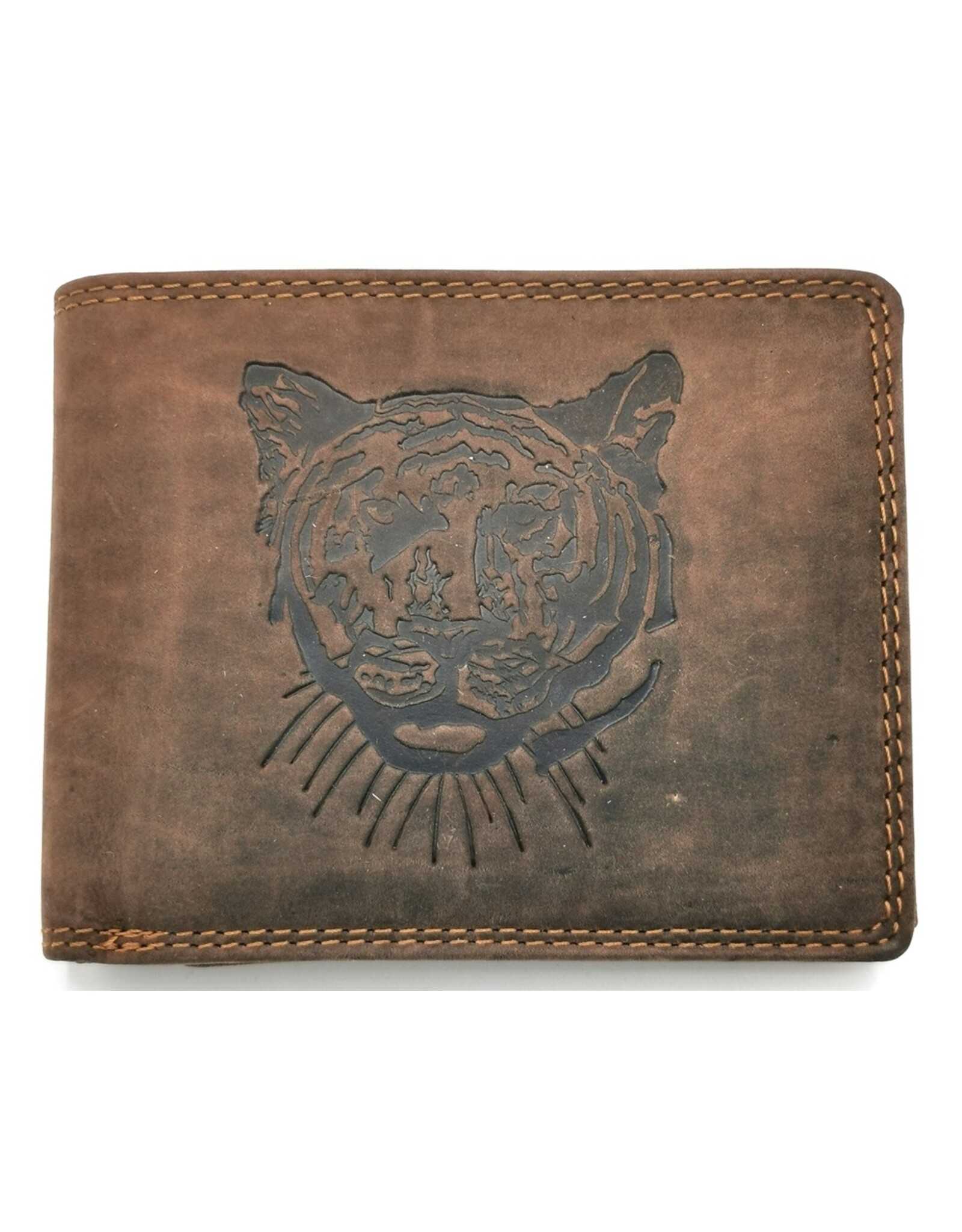 Hutmann Leather Wallets - Leather wallet with Tiger embossed head