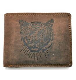 Hutmann Leather wallet with Tiger embossed head