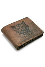 Hutmann Leather Wallets - Leather wallet with Tiger embossed head