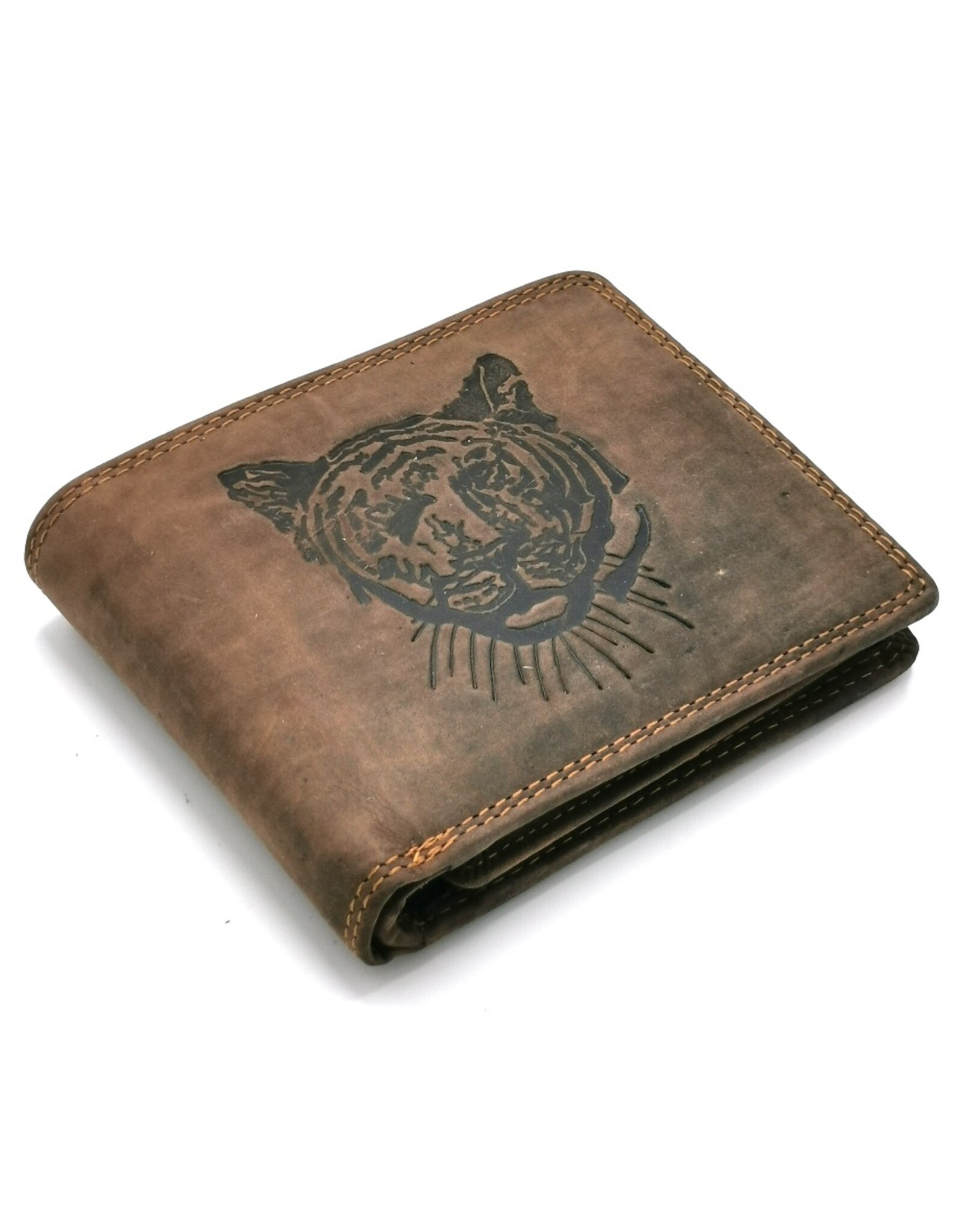 Hutmann Leather Wallets - Leather wallet with Tiger embossed head