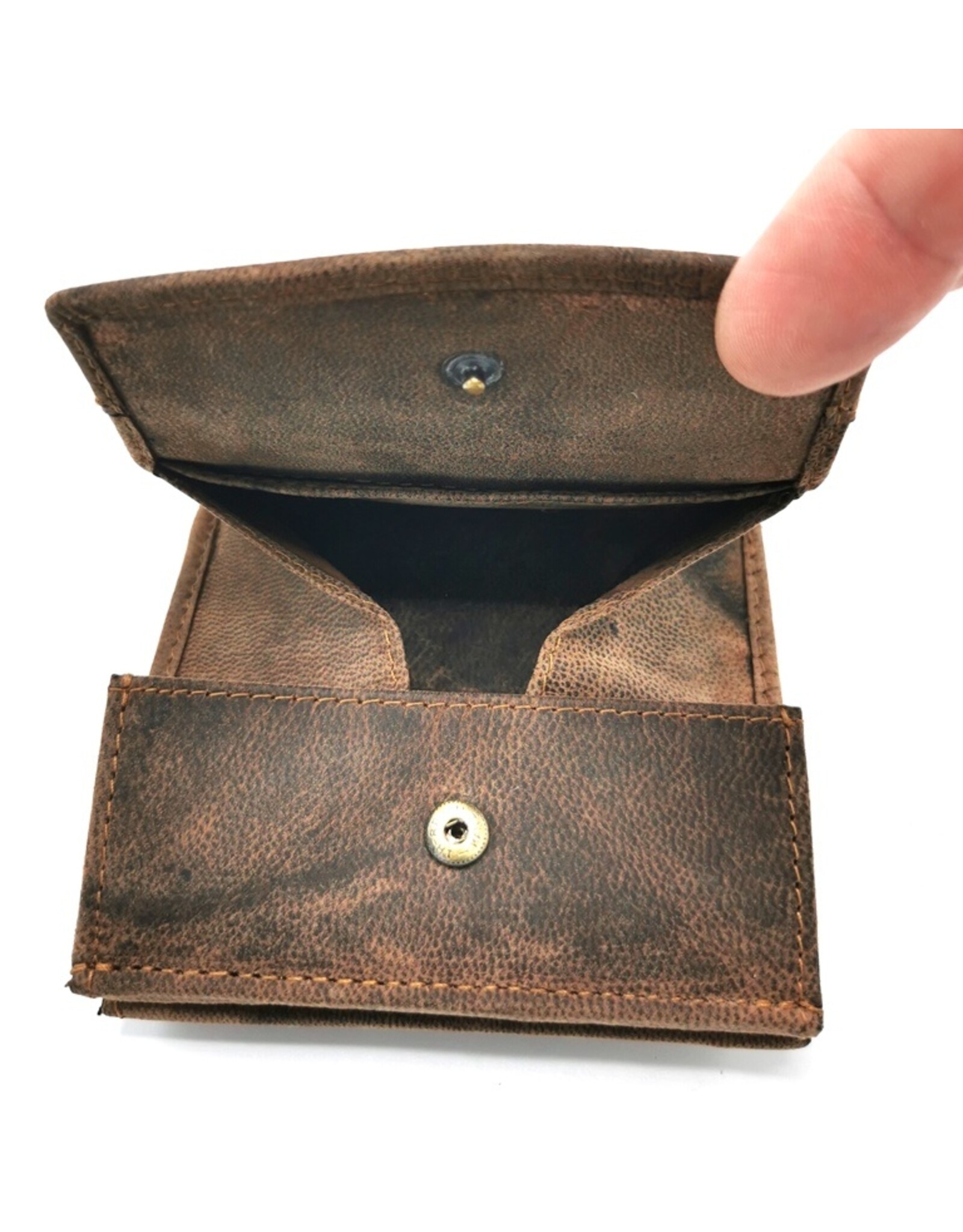 Hunters Leather Wallets - Leather wallet with large coin compartment and RFID