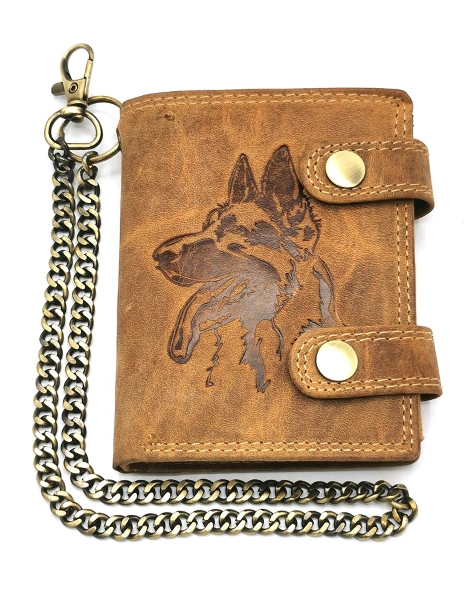 Wild Club Leather Wallets -  Leather wallet with embossed Shepherd dog RFID