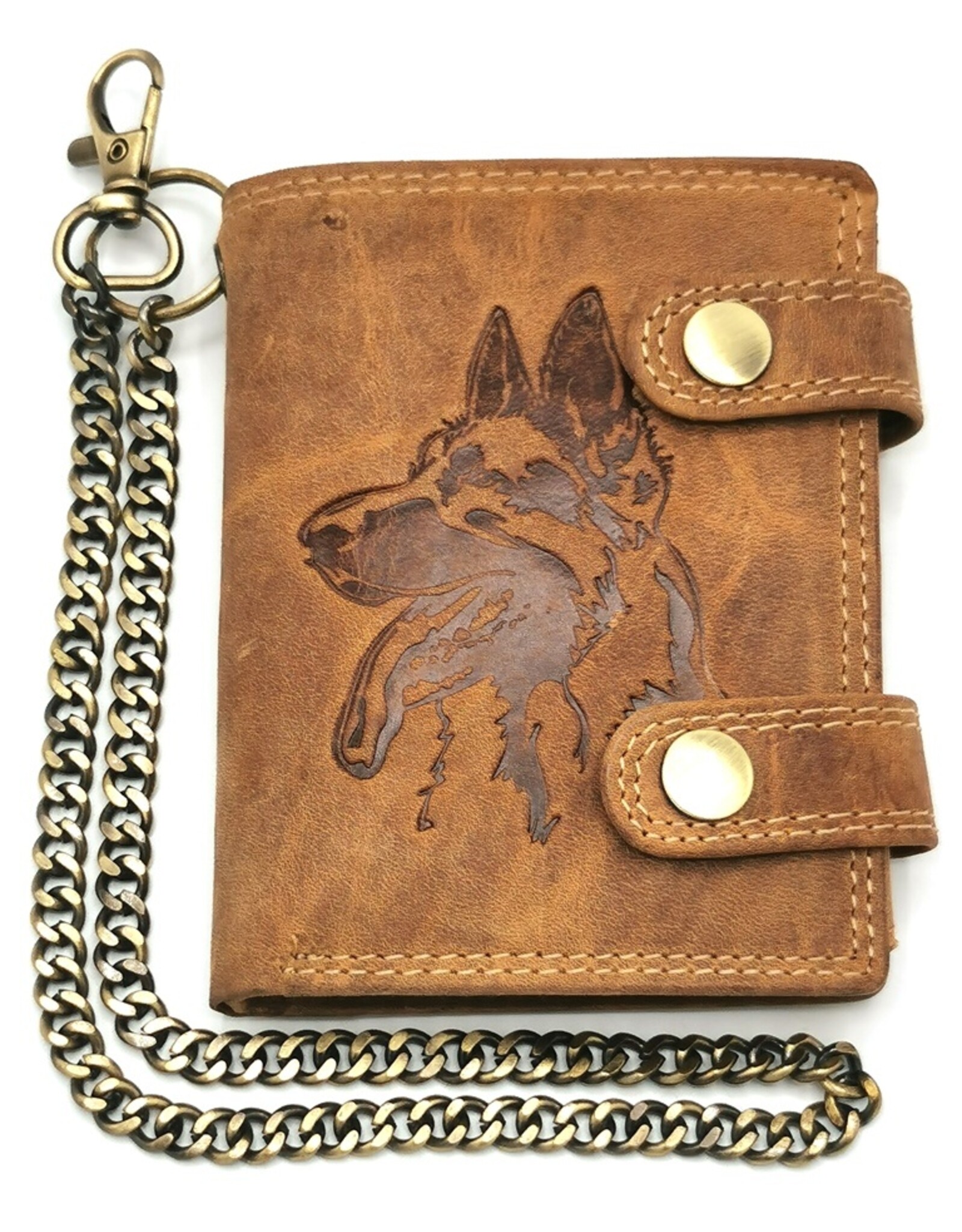 Wild Club Leather Wallets -  Leather wallet with embossed Shepherd dog RFID