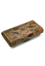 Hunters Leather Wallets - Leather wallet with embossed Daisies RFID