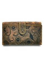 Hunters Leather Wallets - Leather wallet with embossed Daisies RFID