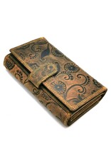 Hunters Leather Wallets - Leather wallet with embossed Daisies RFID