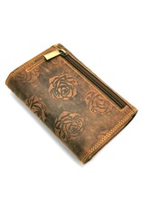 Hunters Leather Wallets - Embossed leather wallet Roses RFID