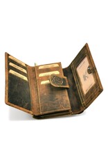 Hunters Leather Wallets - Embossed leather wallet Roses RFID