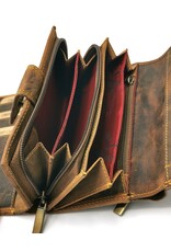 Hunters Leather Wallets - Embossed leather wallet Roses RFID