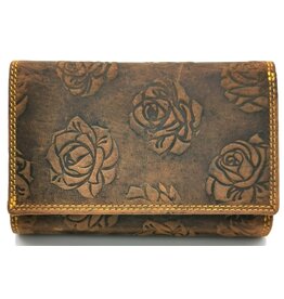 Hunters Embossed leather wallet Roses RFID