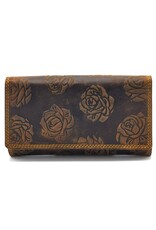 Hunters Leather Wallets - Hunters Leather Wallet with Embossed Roses