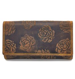 Hunters Leather Wallet with Embossed Roses